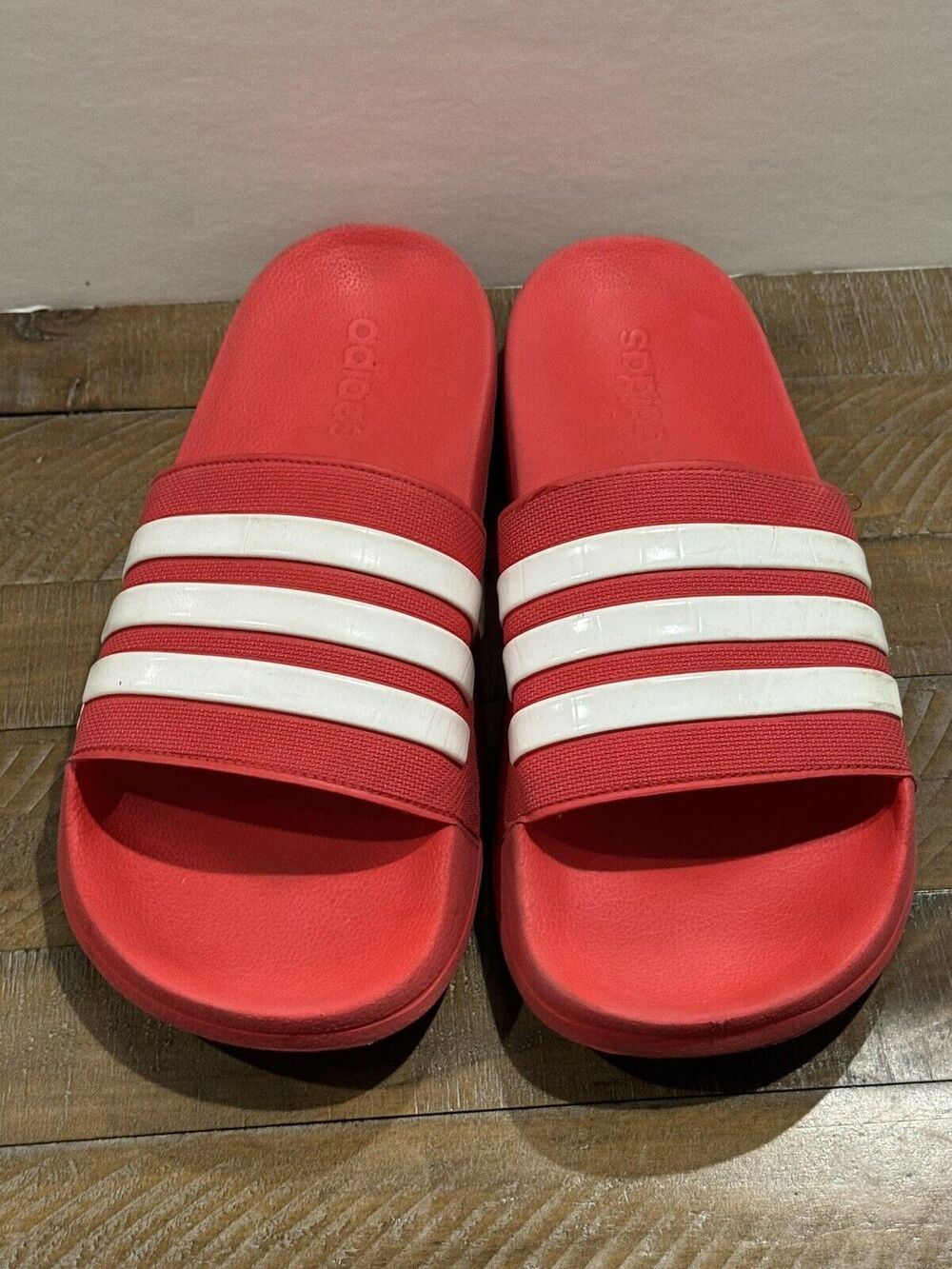 Adidas Adilette Shower Slides Red / White FY7815 US Men Size 13 - EUC!